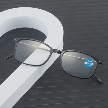 Anti-Blue Light Skaitymo akiniai Vyrai Moterys Kvadratinis rėmelis Optinis kompiuteris Akiniai į akis Ultralight Presbyopia Akiniai nuo +1,0 iki +4,0