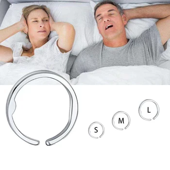 Anti knarkimo žiedas Akupresūra Apnėja miego pagalba Nustokite knarkti sidabro spalva Anti Knarkimo žiedas Mada Naujas knarkimo prietaisas 2023 prašmatnus
