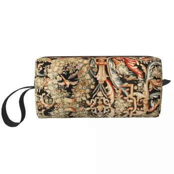 Antikvariniai prancūziški Gobelinai Aubusson makiažo krepšys Maišelis su užtrauktuku Kosmetikos krepšys Kelionės Tualeto reikmenys Makiažo maišelis Laikymo piniginė Didelė talpa