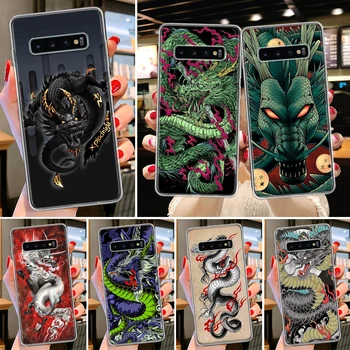 Asian Dragons Animal Tattoo Cool telefono dėklas, skirtas Samsung Galaxy S10 Plus S20 FE S21 S22 Ultra Lite S10E S9 S8 + S7 S6 Edge Coque