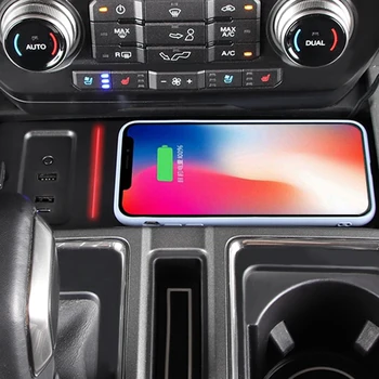 Automobilinis belaidis įkroviklis QI telefono įkroviklis 15W greitojo įkroviklio įkrovimo padėklo skydelio telefono laikiklis, skirtas Ford F150 2017-2020