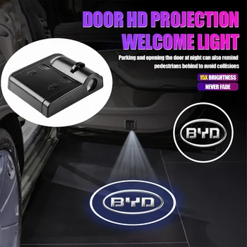 Automobilio durų apdaila LED belaidis projektorius Lempa HD pasveikinimo lemputės BYD Tang F3 E6 Atto 3 Yuan Plus Song Max F0 G3 I3 Ea1 F3