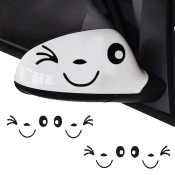 Automobilio galinio vaizdo veidrodėlių lipdukai Miela šypsena Veidas Animacinis filmas Lipdukai Personalizuotas Automobilio kėbulo stilius Dekoravimas Išorės aksesuarai