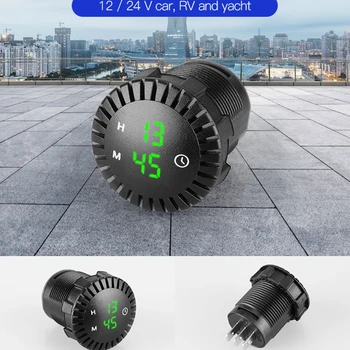 Automobilio matuoklis Laikrodis Mini automatinis prietaisų skydelis LED skaitmeninio laikrodžio laikrodis Motociklo keturratis Visureigio priedai 12V/2