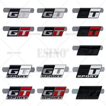Automobilio stilius Naujas 3D GT Sportinis metalas Cinko lydinio priekinių grotelių ženklelis Kėbulo poslinkis Dekoratyvinė emblema