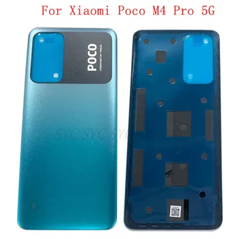 Baterijos dangtelis Galinių durų korpuso korpusas skirtas Xiaomi Poco M4 Pro 5G galinis dangtelis su lipniu lipduko logotipu Remonto dalys