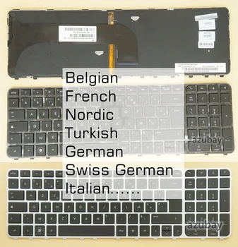Belgijos prancūzų Šiaurės šalių turkų šveicarų vokiečių italų klaviatūra HP paviljonui pavydas M6-1000 m6-1100 m6-1200, apšviestas / ne