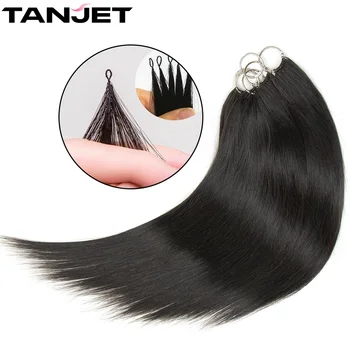 Black Micro Feather Hair Extensions Natural Women Straight Real Human Hair Non-Remy Invisible Micro Interface with Free Braided