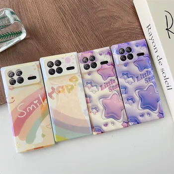 Blue-ray Rainbow Phone Case For XiaoMi Mix Fold 3 Purple Star Protective Fold3 Hard Shell Cover