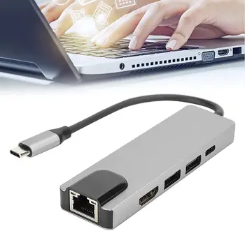 C Su C tipo 4K HDMI suderinamas adapteris RJ45 tinklo 100M Ethernet Lan įkroviklio prievado adapteris, skirtas Macbook Pro