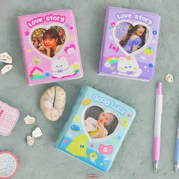 Cartoon Cat Animal Photocard Holder Album Para Fotografias Idol Supplies Kpop Card Binder Mini Love Heart Pvc 3inch Decor