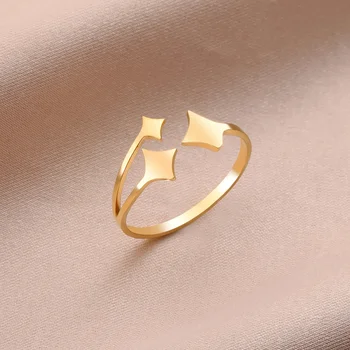 Cazador Reguliuojami žvaigždžių žiedai moterims Nerūdijančio plieno aukso spalvos atviro piršto žiedas Madinga minimalistinė papuošalų vestuvių dovana 2024