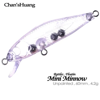 Chan'sHuang 30PCS Nedažyti ruošiniai Masalas 6cm 4.2g barškučiai Flaoting Mini Minnow Pasidaryk pats rankų darbo dirbtinis žvejybos masalas