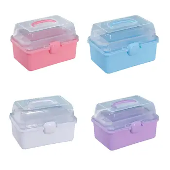 Clear Storage Boxes Craft Arts Storage Containers 3 Layer Compartments for Dorm Household Office Family 7.87'' x 5.91'' x 5.12''