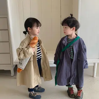 Coat Vaikų drabužiai Berniukai Rudens mergaitės Windbreaker Nauji korėjietiški kūdikių viršutiniai drabužiai Sutepti gyva mada Laisvas laisvalaikis