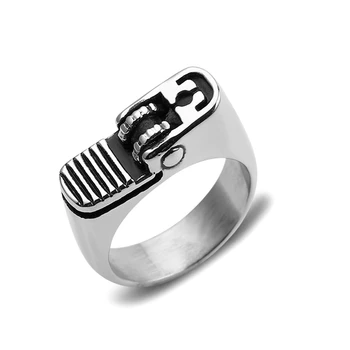 Creative Cool Style Simulation Lighter Ring Polishing Silver Plateed Ring Men Cigarette Lighter Fashion Cool Ring Jewelry Gifts