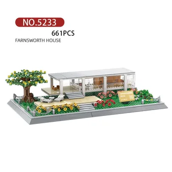 Creative Streetscape Farnsworth House Jungtinės Amerikos Valstijos Visame pasaulyje žinoma meno architektūra Build Block City Street View kaladėlių žaislai