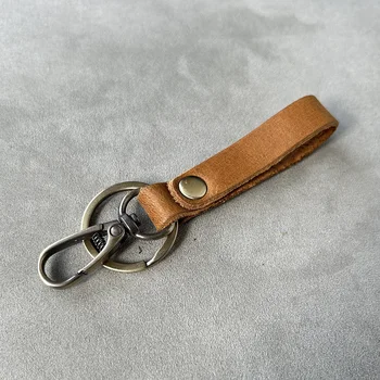 Custom Personalized Keychains Natūralios odos raktų pakabukas raktams su dirželiais Odinis žavesio raktų laikiklis