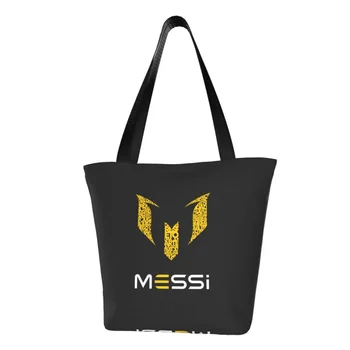Daugkartinio naudojimo Messis futbolo pirkinių krepšys Moterys Pečių drobė Tote krepšys Plaunami maisto produktai Pirkėjų krepšiai