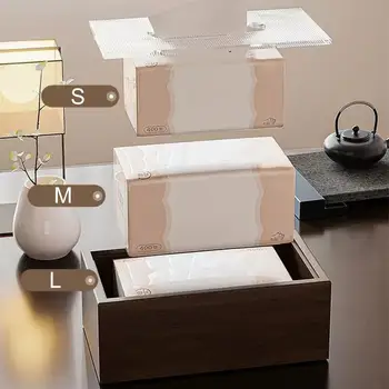 Dekoratyvinė audinių dėžutė Kinų stiliaus medinė audinių dėžutė Lengva prabangi darbalaukio servetėlių tvarkyklė su akriliniu dangčiu kambariui