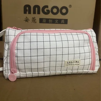 Didelės talpos rašiklio krepšys mielas korėjietiškas delninis šonas atviras rožinis merginos princesės kanceliarinių prekių maišelis studentų liniuotės laikiklis dėklo saugykla INS