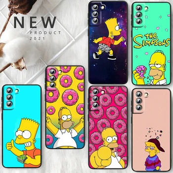 Disney Simpsonų šeimos telefono dėklas, skirtas Samsung Galaxy S23 S22 S21 S20 FE Ultra Pro Lite S10 5G S10E S9 Plus Black Funda