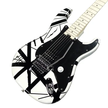 dryžuota serija balta su juodomis juostelėmis gitara