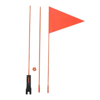 Dviračių saugos vėliavų furnitūra Lengvai montuojama su stulpu Oro sąlygoms atspari raudona stiklo pluošto trikampė vėliava vaikams Dviračių lauko golfo vežimėlis