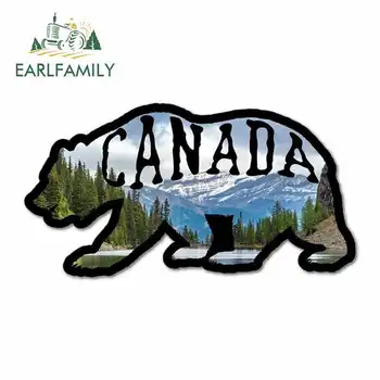EARLFAMILY 13cm x 13cm for Canada Bear Mountains Trees River Camping Hike Cartoon Car Stickers Vinyl JDM Buferis Truck Graphics