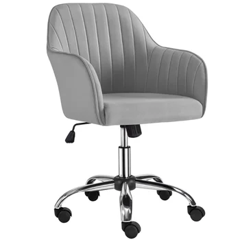 ergonomiška biuro kėdė Modernus aksominis stalas biuro kėdė namų biurui, šviesiai pilka skaičiavimo konferencijų kėdė