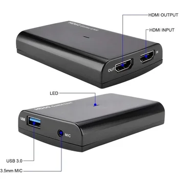 ezcap266 HD60 žaidimas tiesiogiai 4K 30 kadrų per sekundę HDMI įvestis ir apeiti HDMI į USB3.0 vaizdo įrašymo raktą tiesioginiam srautui