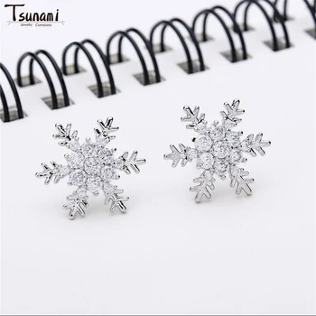 Fashion Jewelry Kawai Snowflake Trend Bling Mikro inkrustuoti cirkoniniai krištoliniai auskarai moterims Temperamento dovanos Drop shipping