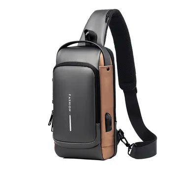 Fashion Men Multifunction Anti Theft USB Shoulder Bag Man Crossbody Cross Body Travel Sling Chest Bags Pack Messenger Pack 2023
