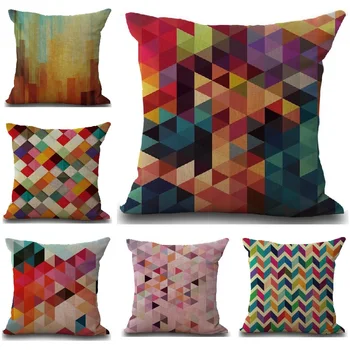 Fashion Pixel Art Geometry Cushion Case Linen Throw Pillows Car Sofa Cover Dekoratyvinis pagalvės užvalkalas decorativos cojines