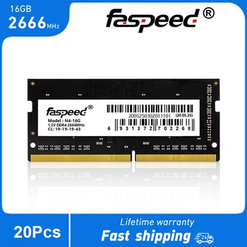Faspeed 20Pcs Memoria Ram DDR4 16GB 2666MHz nešiojamojo kompiuterio atmintis RAM DDR3 4GB 8GB 1600MHz 260Pin 204Pin SO-DIMM Nešiojamam kompiuteriui Intel AMD