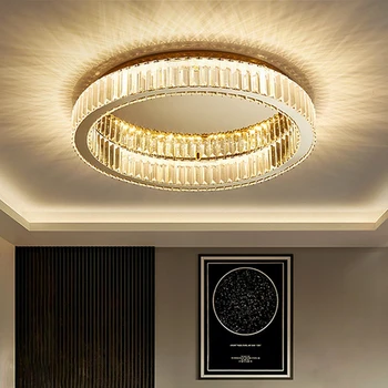 FSS Modernūs apvalūs auksiniai lubų šviestuvai K9 Krištoliniai LED žibintai Šviestuvas Svetainė Miegamojo studija Dekoratyvinis LED patalpų apšvietimas