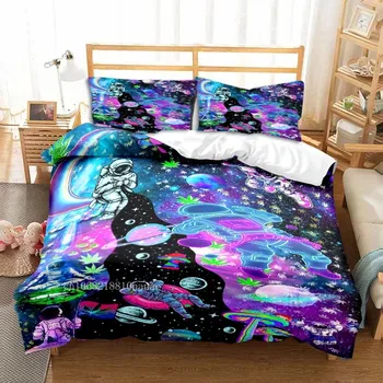 Galaxy Spaceman Astronaut All Season Twin Bootding Komplektas 3 dalių Comforter Bed Bed Blanket Double King Comforter Cover