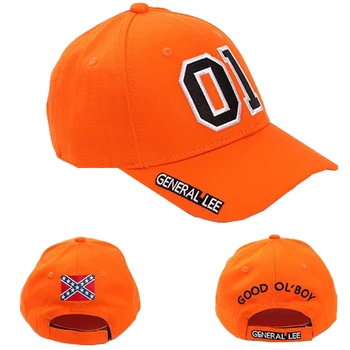 General Lee 01 Cosplay skrybėlių siuvinėjimas Unisex Cotton Orange Good OL' Boy Dukes Reguliuojami beisbolo kepuraitės priedai Sunhat dovana