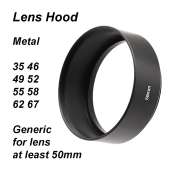 Generic Metal Standard Lens Hood Screw-in 35 46 49 52 55 58 62 67 mm Universal Black židinio nuotolis ne mažesnis kaip 50 mm (viso kadro)