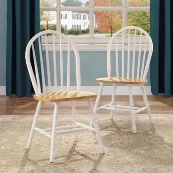 Geresni namai ir sodai Rudens juosta Vindzoras Medžio masyvo valgomojo kėdės, baltos ir ąžuolinės (2 komplektas) valgomojo kėdė