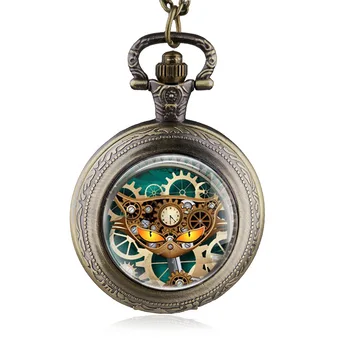 Geriausiai parduodamas kvarcinių kišeninių laikrodžių dėklas Katė su laikrodžio modelio fob grandinės laikrodžiu Vyrai HB139