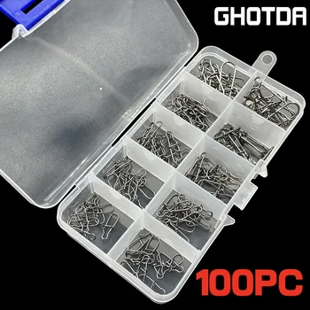 GHOTDA 100PC Nie Fastlock Snap Main Line Sub-line Fishing Connector Accessories Tackle