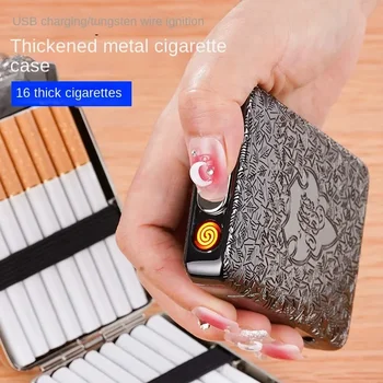 Graviruotas USB įkraunamas cigarečių dėklas Shelby to paties stiliaus metalinis kišeninis cigarečių dėklas Cigarečių laikymo dėžutė Vyriškas dovanų įrankis