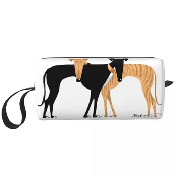 Greyhound šunų kosmetikos krepšys Moterų talpa Galvos poilsis Brindle Hound makiažo dėklas Grožio saugykla Tualeto reikmenų krepšiai Dopp rinkinio dėklo dėžutė