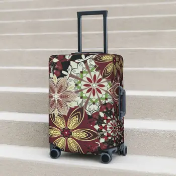 Gėlių mandalos rašto lagamino viršelis Abstraktus geometrinis kelionių apsaugos skrydis Strectch bagažo priedai