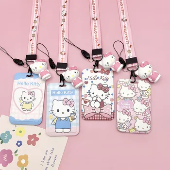 Hello Kitty ID ženkliuko laikiklio pakabuko dirželiai Dool My Melody Door Card Holders Neck Strap Girls Boys Sanrio Keychain Credential