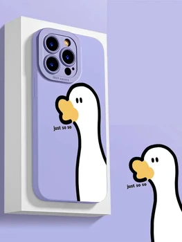 Highend Purple Cartoon Duck telefono dėklas, skirtas iPhone 11 12 13 14 15 Pro Max Mini X XR XS 7 8 Plus smūgiams atsparus minkštas silikoninis dangtelis
