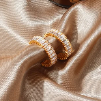 IFMIA Naujas mados ratas Krištoliniai auskarai moterims Paprasti bohemiškos aukso spalvos lankelio auskarai Mados mergaičių papuošalai