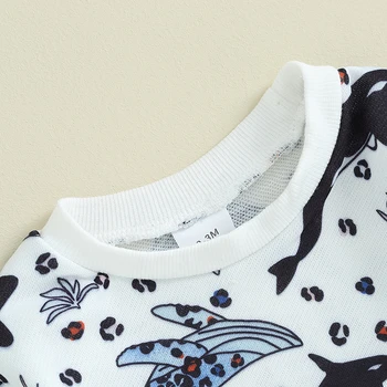 Infant Baby Girls Boys Sweatshirt Romper Crewneck Ocean Animal Print Smėlinukas ilgomis rankovėmis Rudens drabužiai