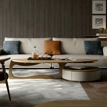 itališki minimalistiniai svetainės baldai, modernus minimalistinis ir prabangus lapų arbatos staliukas